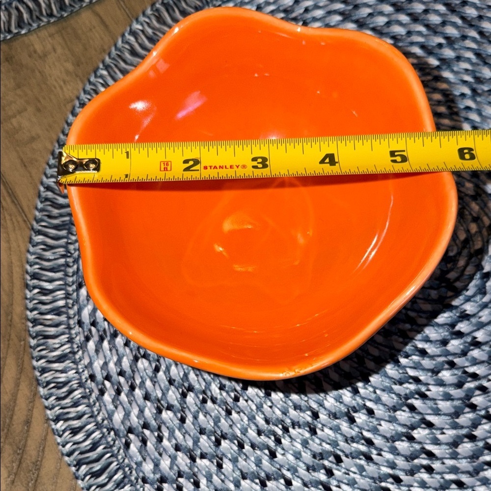 Crate&Barrel Small Vibrant Orange Footed Bowl - Picture 4 of 5